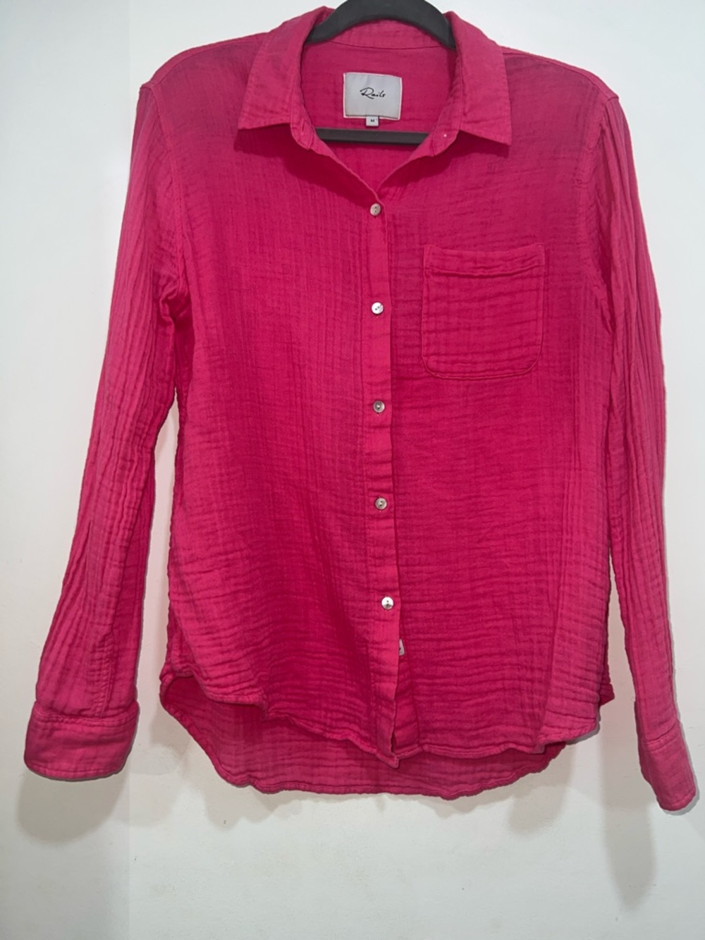 Rails Hot Pink Button-Down Gauze Shirt